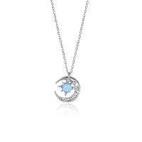 Cubic Zircon Micro Pave 925 Sterling Silver Necklace, platinum plated, fashion jewelry & micro pave cubic zirconia & for woman, 14x12mm, Length:Approx 17.7 Inch, Sold By PC