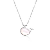 925 Sterling Silver Necklaces with White Shell Whale platinum plated fashion jewelry & for woman Length Approx 17.7 Inch Sold By PC
