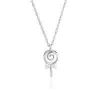 Cubic Zircon Micro Pave 925 Sterling Silver Necklace, with Shell, Lollipop, plated, fashion jewelry & micro pave cubic zirconia & for woman, more colors for choice, 13.70x7mm, Length:Approx 17.7 Inch, Sold By PC