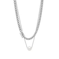Titanium Steel Necklace, with Plastic Pearl, different styles for choice & for woman, 400mm, Sold By PC