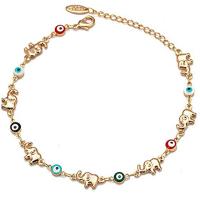 Evil Eye Jewelry Bracelet, Brass, gold color plated, for woman & enamel, multi-colored, 220mm, Sold By PC