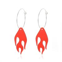 Boucle d'oreille bijoux acrylique, styles différents pour le choix & pour femme, rouge, 62x16mm, Vendu par paire
