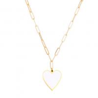 Titanstahl Halskette, Herz, goldfarben plattiert, für Frau & Emaille, keine, 10mm, Länge:ca. 17.7 ZollInch, verkauft von PC