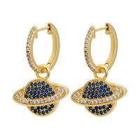 Cubic Zirconia Micro Pave Brass Earring plated micro pave cubic zirconia & for woman Healthy Bracelet Sold By Pair