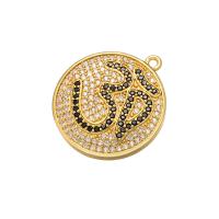Cubic Zirconia Micro Pave Brass Pendant, Flat Round, plated, micro pave cubic zirconia, more colors for choice, 24x21mm, Sold By PC