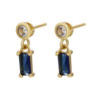 Cubic Zirconia Micro Pave Brass Earring, gold color plated, micro pave cubic zirconia & for woman, more colors for choice, 15x4.50mm, Sold By Pair