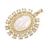 Cubic Zirconia Micro Pave Brass Pendant, with White Shell, plated, different styles for choice & micro pave cubic zirconia, more colors for choice, Sold By PC
