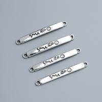 925 Sterling Silver Connectors, vintage & DIY & with letter pattern, silver color, 3.50x33.20mm, Hole:Approx 1.5mm, Sold By PC
