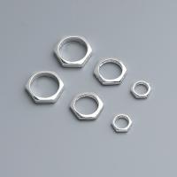 925 Sterling Silver Frame Bead, Hexagon, polished, DIY & different size for choice, silver color, Sold By PC