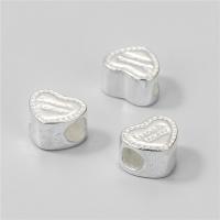 925 Sterling Silver Spacer Bead, Heart, polished, DIY & with letter pattern, silver color, 10x8.40mm, Hole:Approx 4mm, Sold By PC