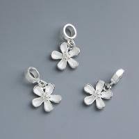 925 Sterling Silver Pendant Flower polished DIY silver color Approx 4.5mm Sold By PC