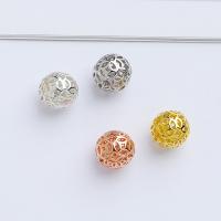 925 Sterling Silver Spacer Bead Round plated DIY & hollow 9mm Approx 1.8mm Sold By PC