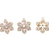 Cubic Zirconia Micro Pave Brass Pendant Flower high quality gold color plated micro pave cubic zirconia 13.30mm Sold By PC
