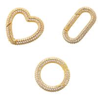 Brass Spring Buckle gold color plated & micro pave cubic zirconia Sold By PC