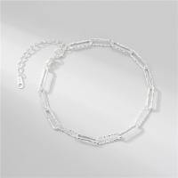 925 Sterling Silver Bracelet, platinum color plated, flower cut & different styles for choice & for woman, Sold By PC