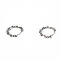 925 Sterling Silver Huggie Hoop Earring, Donut, platinum color plated, for woman, 12mm, Sold By Pair