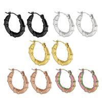 Stainless Steel Hoop Earring, 304 Stainless Steel, Vacuum Ion Plating, fashion jewelry & for woman, more colors for choice, 4x21mm, Sold By Pair