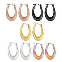 Stainless Steel Hoop Earring, 304 Stainless Steel, Vacuum Ion Plating, fashion jewelry & for woman, more colors for choice, 4x26mm, Sold By Pair