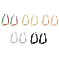 Stainless Steel Hoop Earring, 304 Stainless Steel, Vacuum Ion Plating, fashion jewelry & for woman, more colors for choice, 25x26mm, Sold By Pair