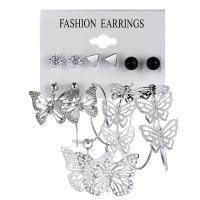 Zinc Alloy Earring Set plated 6 pieces & fashion jewelry & for woman & with rhinestone nickel lead & cadmium free Sold By Set