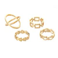 Anello in lega di zinco, lega in zinco, placcato color oro, 4 pezzi & gioielli di moda & per la donna, dorato, Venduto da set