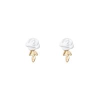 Zinc Alloy Stud Earring Rose painted fashion jewelry & high quality plated & for woman two different colored Sold By Pair