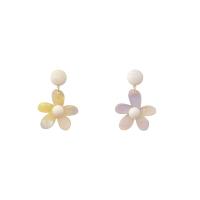 Boucle d'oreille bijoux acrylique, fleur, bijoux de mode & pour femme, plus de couleurs à choisir, 52x32mm, Vendu par paire