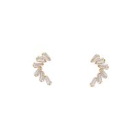 Cubic Zirconia Micro Pave Brass Earring real gold plated fashion jewelry & micro pave cubic zirconia & for woman golden Sold By Pair