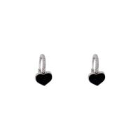 Cubic Zirconia Micro Pave Brass Earring, Heart, platinum plated, fashion jewelry & micro pave cubic zirconia & for woman & enamel, two different colored, 13x13mm, Sold By Pair