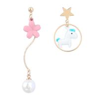 Asymmetric Earrings Zinc Alloy with ABS Plastic Pearl painted fashion jewelry & for woman multi-colored Sold By Pair