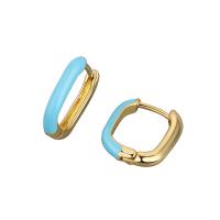Brass Huggie Hoop Earring, Square, gold color plated, for woman & enamel, more colors for choice, nickel, lead & cadmium free, 13.60x16.60mm, Sold By Pair