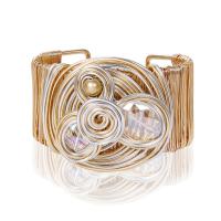 Zinc Alloy Cuff Bangle with Crystal & Plastic Pearl & Iron plated for woman & faceted nickel lead & cadmium free 49mm Length Approx 15.6 cm Sold By PC