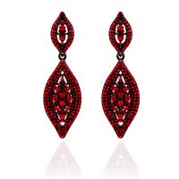 Rhinestone Earring with Zinc Alloy Leaf plated for woman 450mm Sold By Pair