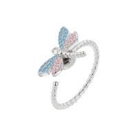 Cubic Zirconia Micro Pave Brass Ring, Dragonfly, plated, micro pave cubic zirconia & for woman, more colors for choice, nickel, lead & cadmium free, 12mm, US Ring Size:10.5, Sold By PC