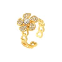 Cubic Zirconia Micro Pave Brass Ring Flower plated micro pave cubic zirconia & for woman nickel lead & cadmium free 13.80mm US Ring .5 Sold By PC