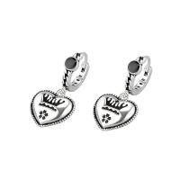 Huggie Hoop Drop Earring Brass Heart silver color plated for woman nickel lead & cadmium free Sold By Pair