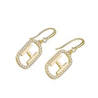 Cubic Zirconia Micro Pave Brass Earring, Rectangle, gold color plated, micro pave cubic zirconia & for woman, nickel, lead & cadmium free, 11.60x20.90mm, Sold By Pair