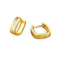 Brass Huggie Hoop Earring Square plated for woman nickel lead & cadmium free Sold By Pair