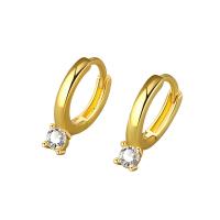 Brass Huggie Hoop Earring plated for woman & with rhinestone nickel lead & cadmium free Sold By Pair