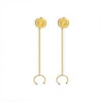 Titanium Steel  Earring, Flat Round, Vacuum Ion Plating, for woman, golden, 11.50x75mm, Sold By Pair
