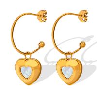 Titanium Steel  Earring Heart Vacuum Ion Plating for woman Sold By Pair