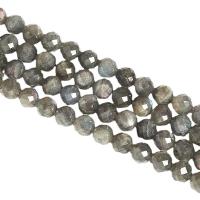 Natural Labradorite Beads, Round, polished, DIY & different size for choice & faceted, grey, Sold Per Approx 14.96 Inch Strand