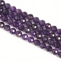 Natural Amethyst Beads, Round, polished, DIY & different size for choice & faceted, purple, Sold Per Approx 14.96 Inch Strand