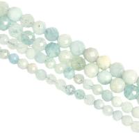 Aquamarine Beads, Round, polished, DIY & different size for choice & faceted, mixed colors, Sold Per Approx 14.96 Inch Strand
