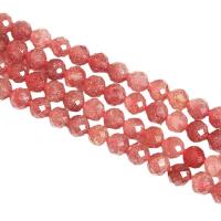 Strawberry Quartz perla, Cerchio, lucido, DIY & formato differente per scelta & sfaccettati, rosso, Venduto per Appross. 14.96 pollice filo
