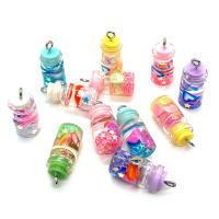 زجاج قلادة, مع الراتنج, زجاجة, ملصقا الايبوكسي, ديي, المزيد من الألوان للاختيار, 10x24mm, تباع بواسطة PC