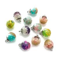 KRISTALLanhänger, Glas, mit Kristall & Eisen, rund, silberfarben plattiert, DIY, keine, 16mm, verkauft von PC