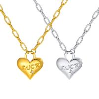 Stainless Steel Jewelry Necklace, 304 Stainless Steel, with 1.97inch extender chain, Heart, fashion jewelry & micro pave cubic zirconia & for woman, more colors for choice, 4mm,21.2*24.5mm, Sold Per Approx 17.72 Inch Strand