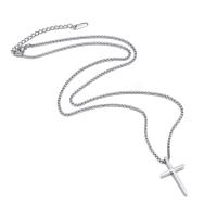Stainless Steel Jewelry Necklace, 304 Stainless Steel, with 1.97inch extender chain, Cross, fashion jewelry & Unisex, original color, 2mm,17*30mm, Length:Approx 21.6 Inch, Sold By PC