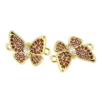 Cubic Zirconia Micro Pave Brass Connector Butterfly gold color plated DIY & micro pave cubic zirconia & 1/1 loop golden nickel lead & cadmium free Approx 1mm Sold By PC